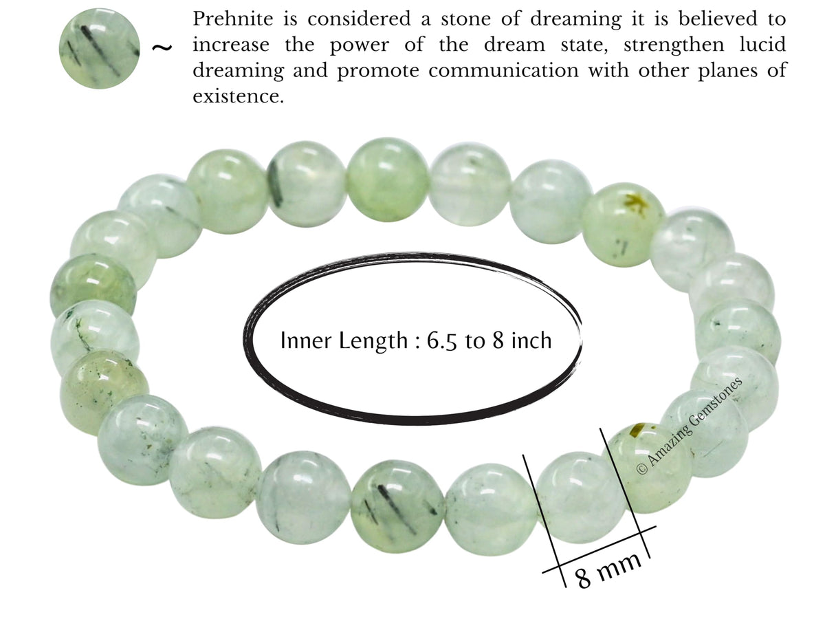 Amazing Gemstone Crystal Bracelet for Women Men's Gifts - Protection Healing Crystal Bracelet - 8mm Gemstone Beaded Stretchable Bracelet Pulseras Para Hombres Mujer Stocking Stuffers Mothers Day Gift (Prehnite)