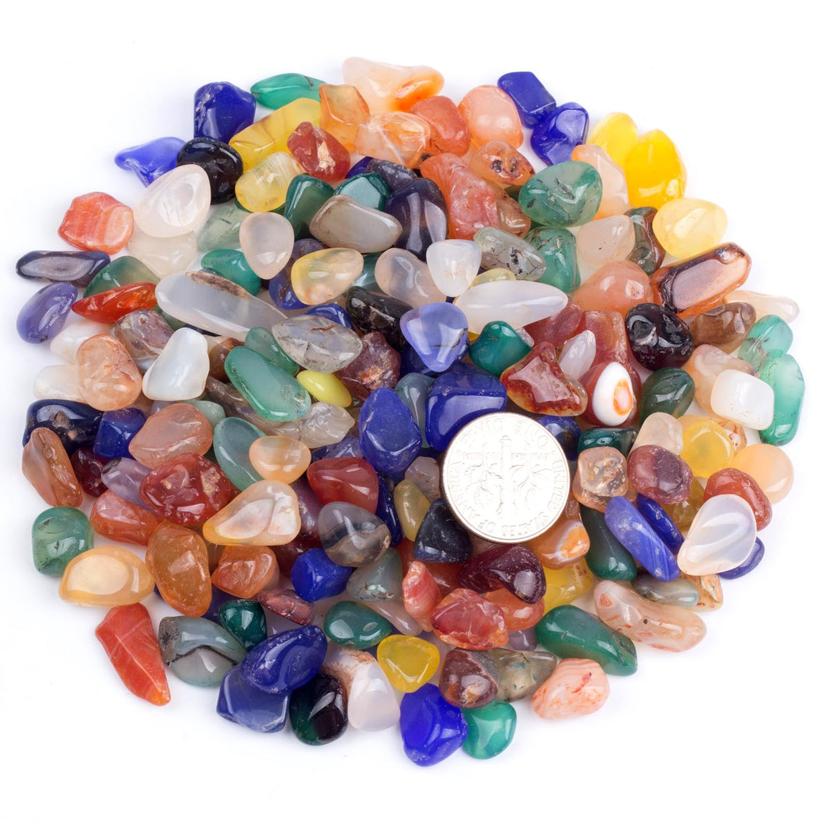 ZenQ 1 lb Agate(Dyed) Tumbled Stone Chips Crushed Natural Crystal Quartz Pieces