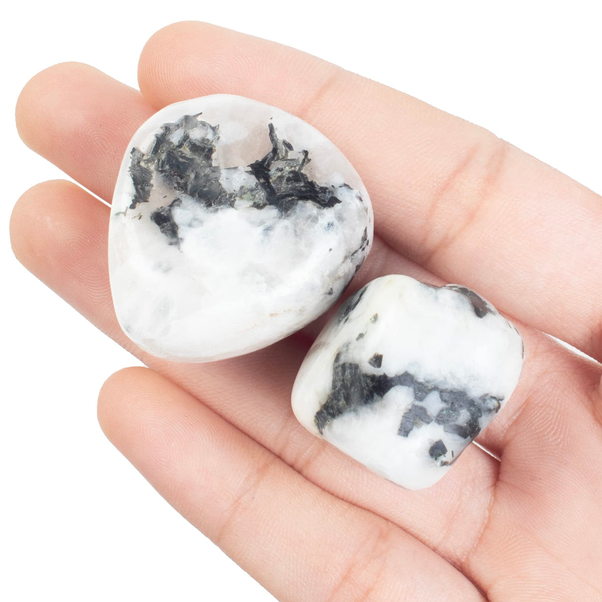 "300+ Carats, 2 Pcs Rainbow Moonstone Polished Stones and Crystals, Tumbled Stones 20-25mm Real Healing Stones for Beginners Used as Crystal Meditation Reiki Thumb Stones Gift for Rock Collection"