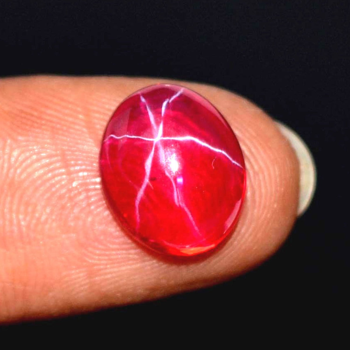 GEMHUB A Grade Red Star Ruby Gem 06.50 Ct Star Ruby Oval Shape, 6 Ray Star Ruby Loose Gemstone for Jewelry Making DZ-097