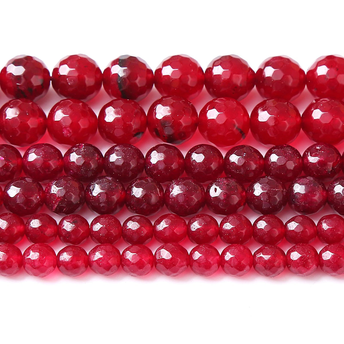 45pcs 8mm Faceted Red Jade Gemstone Beads Natural Stone Round Loose Spacer Beads for Jewelry Making DIY Bracelet Necklace 1 Strand 15inch