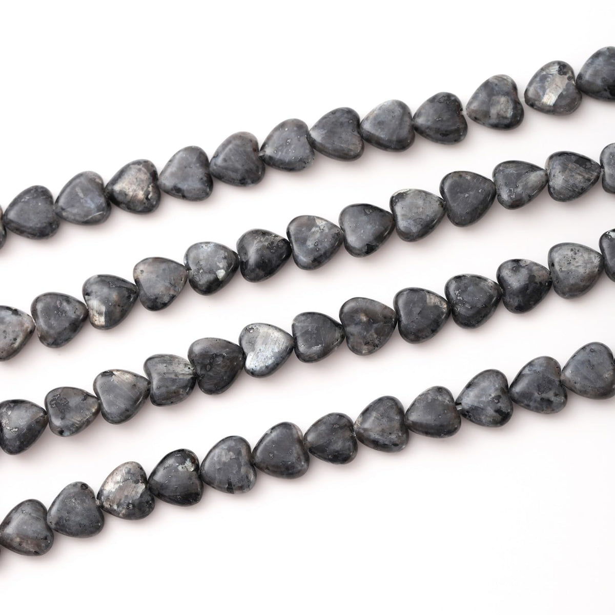 Natural Heart Shaped Black Labradorite Stone Beads 10mm Loose Crystal Healing Beads for DIY Necklace Bracelet Making Gemstone Craft Supplies