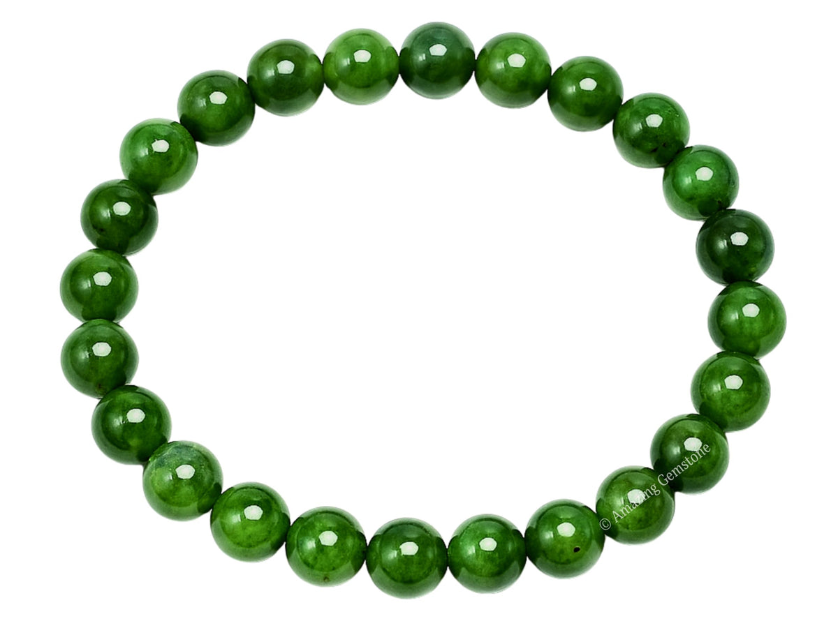 Amazing Gemstone Nephrite Green Jade Crystal Bracelet for Women Men's Gifts - Protection Healing Crystal Bracelet - 8mm Gemstone Beaded Stretchable Bracelet Pulseras Para Hombres Mujer Stocking Stuffers Mothers Day Gift