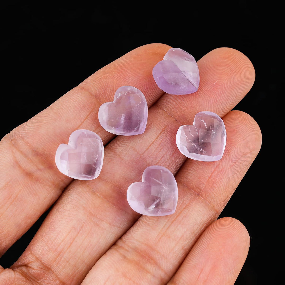CRYSTALINES 5pcs, Wholesale Natural Amethyst Gemstones, Bulk Heart Shape Stones, Assorted Loose Supply, DIY Craft-Jewelry Making, Chakra Healing Crystals, Gem Collection, 10-12mm
