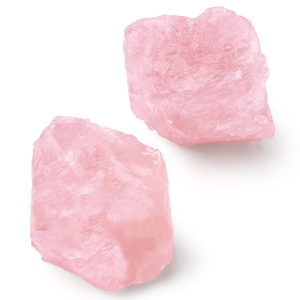 QINJIEJIE 2PCS Rose Quartz Raw Crystals 1.8-2.2'' Raw Crystals Healing Stones Bulk Large Crystal Rocks Stones for Tumbling Cabbing Fountain Rocks Polishing Handmade DIY Valentine's Day Gifts