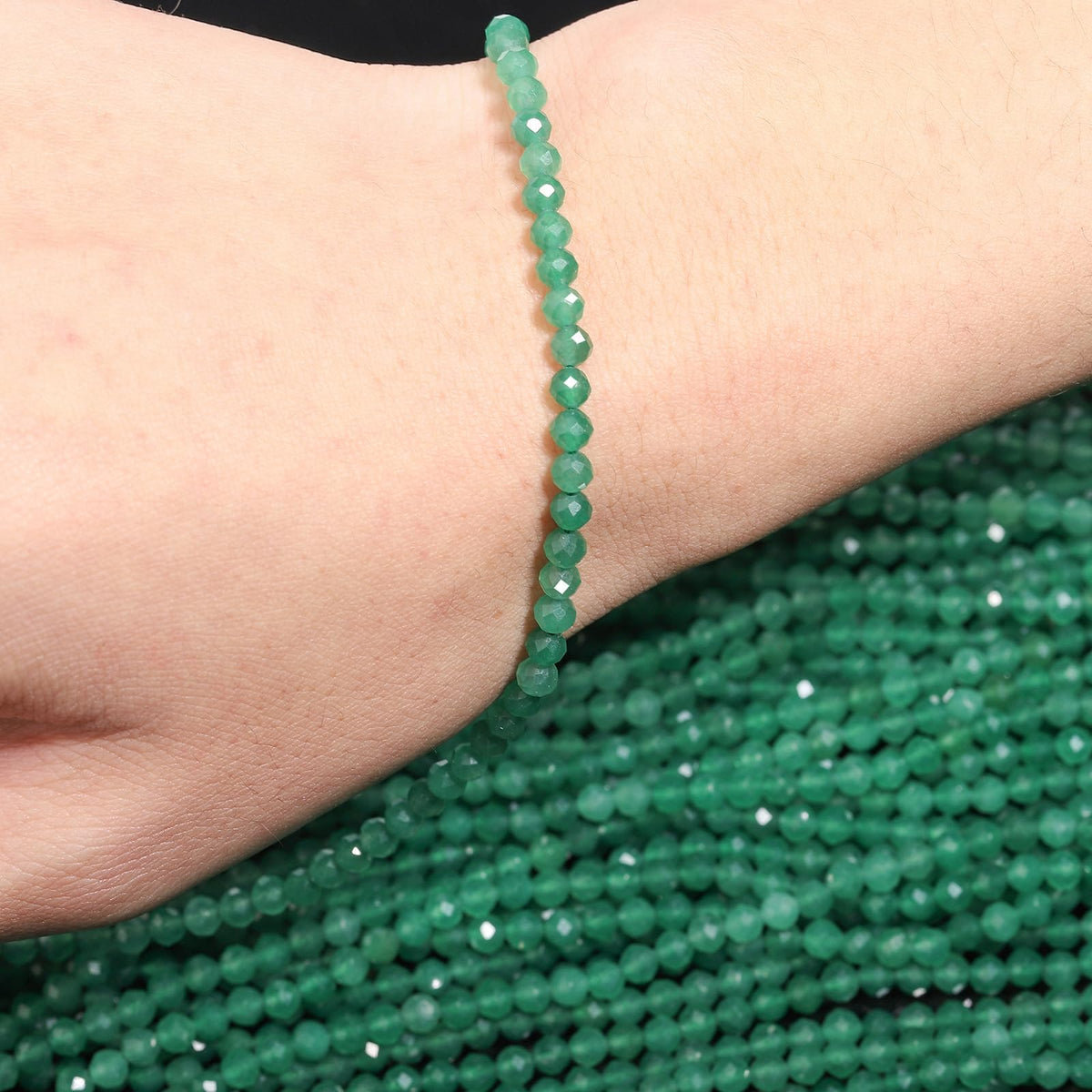 Song Xi 120pcs 3mm Natural Green Aventurine Gemstone Beads Faceted Round Loose Stone Beads for Jewelry Making (1 Strand)