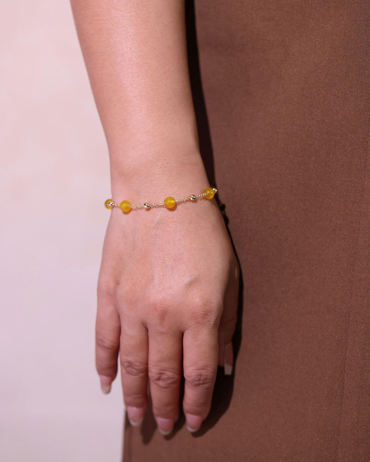 Xfoxstal 14K Gold Plated Chain Bracelets for Women Crystals and Stones Bracelets Jewelry Adjustable (Yellow Agate)