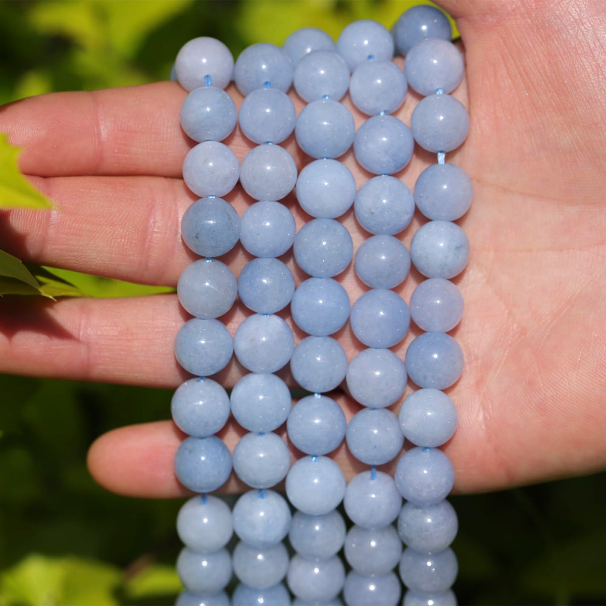 35pcs 10mm Natural Gemstone Beads for Jewelry Making Supplies,Aquamarine Healing Crystal Polished Round Loose Stone Beads for Bracelet Necklace 15 Inch