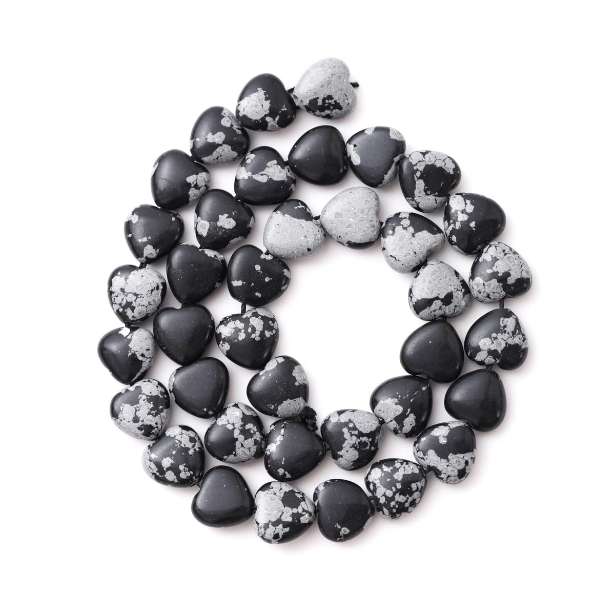 Natural Heart Shaped Snowflake Stone Beads 10mm Loose Crystal Healing Beads for DIY Necklace Bracelet Making Gemstone Craft Supplies