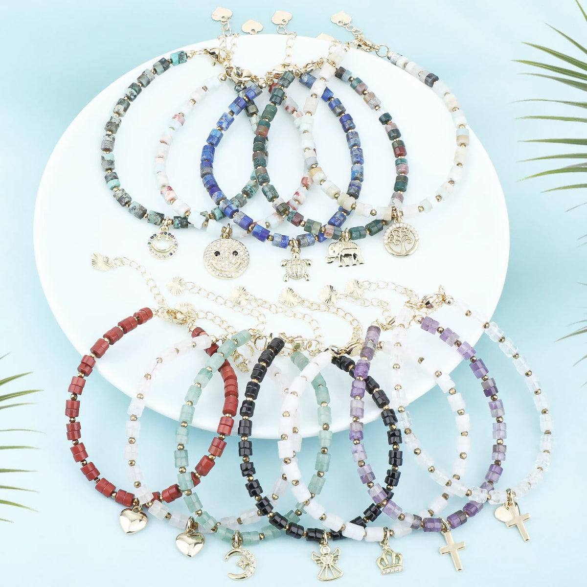Natural Gemstone Healing Crystal Red Jasper Dainty Charms Heart Bracelet Adjustable Chain Extender Minimalist Jewelry
