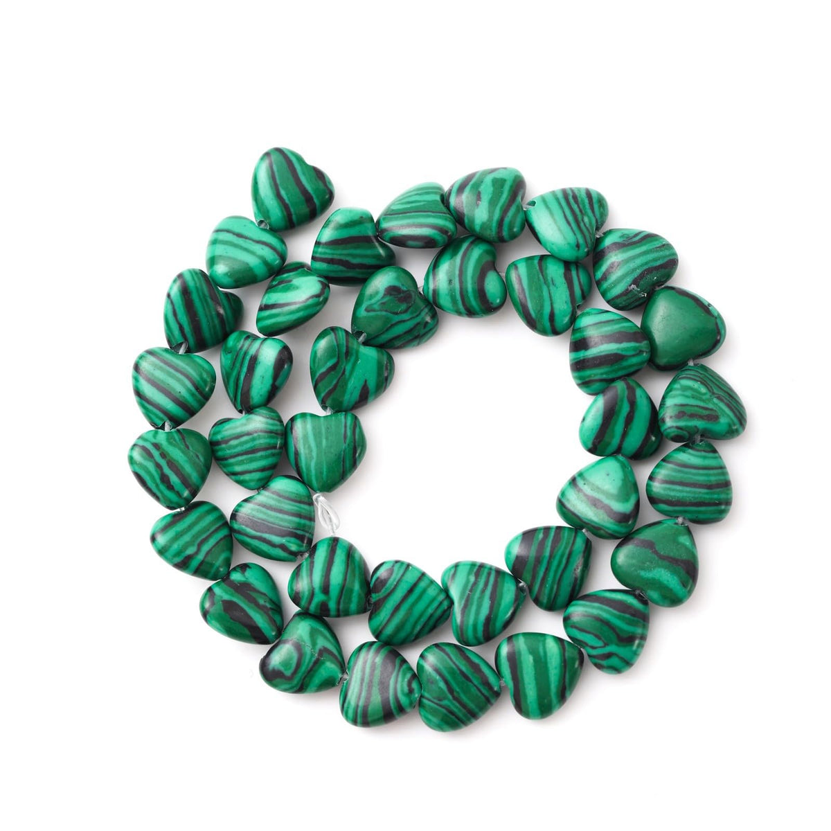Natural Heart Shaped Malachite Stone Beads 10mm Loose Crystal Healing Beads for DIY Necklace Bracelet Making Gemstone Craft Supplies