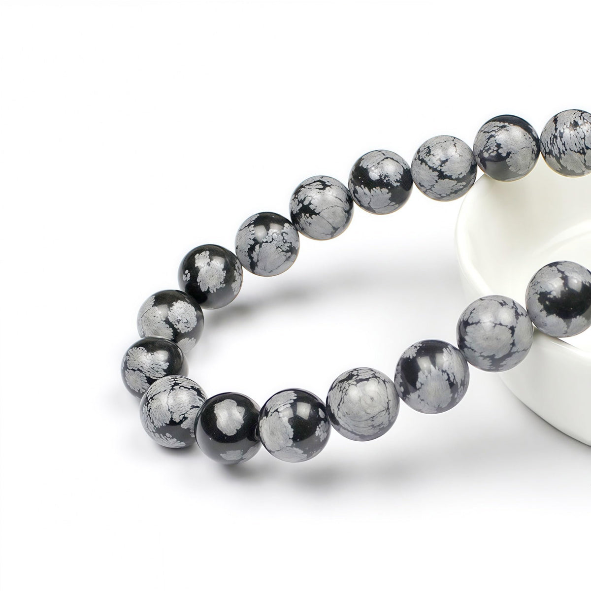 MJDCB Snowflake Obsidian Beads Round Natural Stone Beads for Jewelry Making DIY Bracelet (8mm)