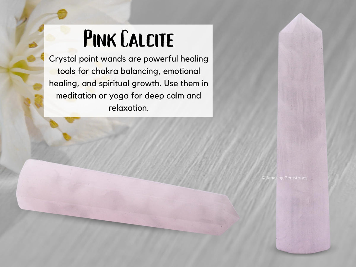 Amazing Gemstone Pink Calcite Crystal Towers ~ Natural Healing Crystal Point Obelisk for Reiki Healing and Crystal Grid (3" to 4" INCH)
