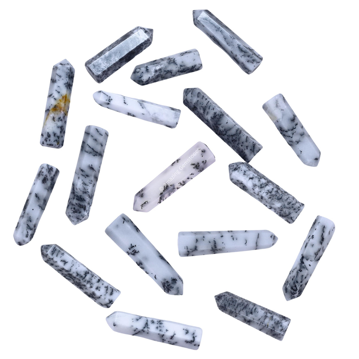 Amazing Gemstone Dendrite Opal Crystal Points Bulk Healing Crystals - Pack of 3 Single Terminated Healing Wand Point Bulk Crystals for Crafts, Crystal Grid, DIY Work - - Beginners Gift