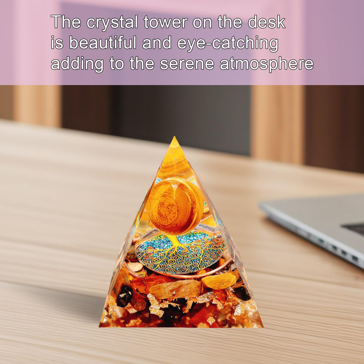 Saefheled Orgone Pyramid Energy Generator, Natural Tiger's Eye Stone Orgonite Crystal Healing Pyramids for Reduce Stress Chakra Reiki Healing Meditation Attracts Lucky and Success, Wealth Health (6cm)