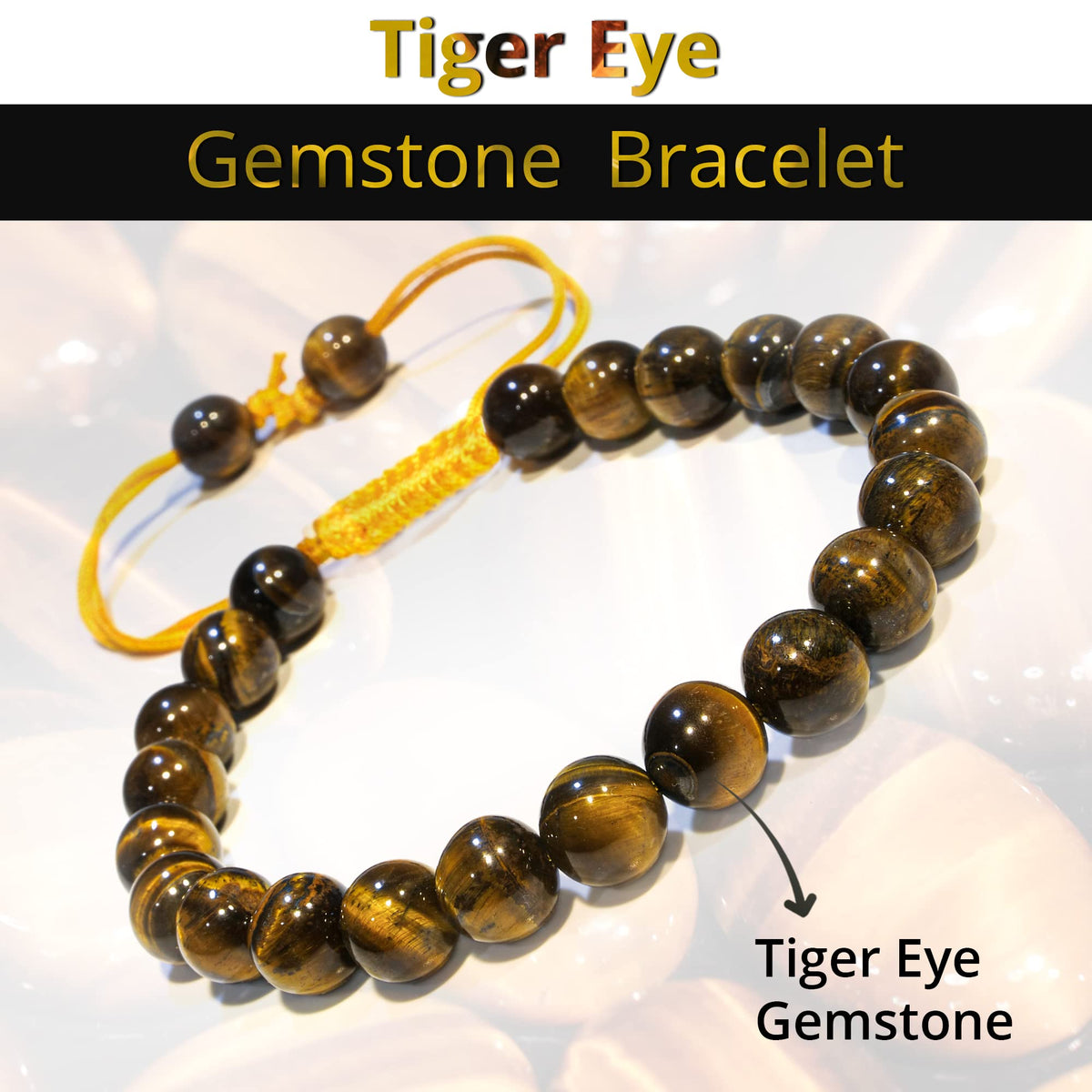 ANAYA AGATE Healing Crystal Bracelet – Chic Gemstone Bracelet for Men and Women – 8mm Round Bead Bracelets for Spiritual Healing, Protection, Positive Energy - Tiger Eye