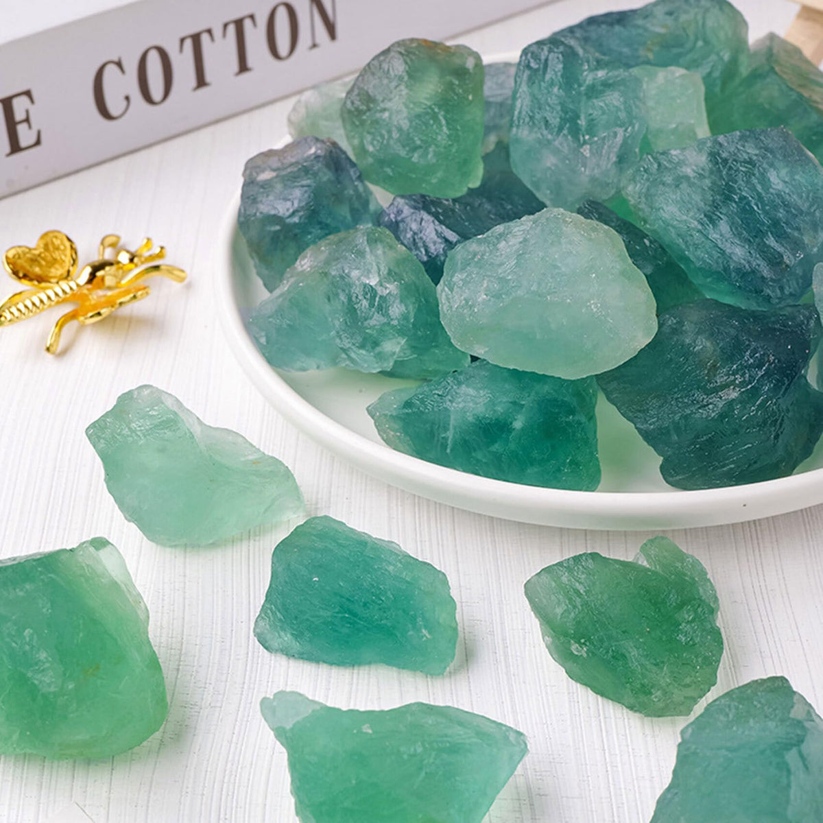 Green Fluorite Raw Crystals Healing Crystals Natural Rough Stones 1.2-2" for Tumbling, Fountain Rocks, Yoga, Meditation, Polishin, Gift 19