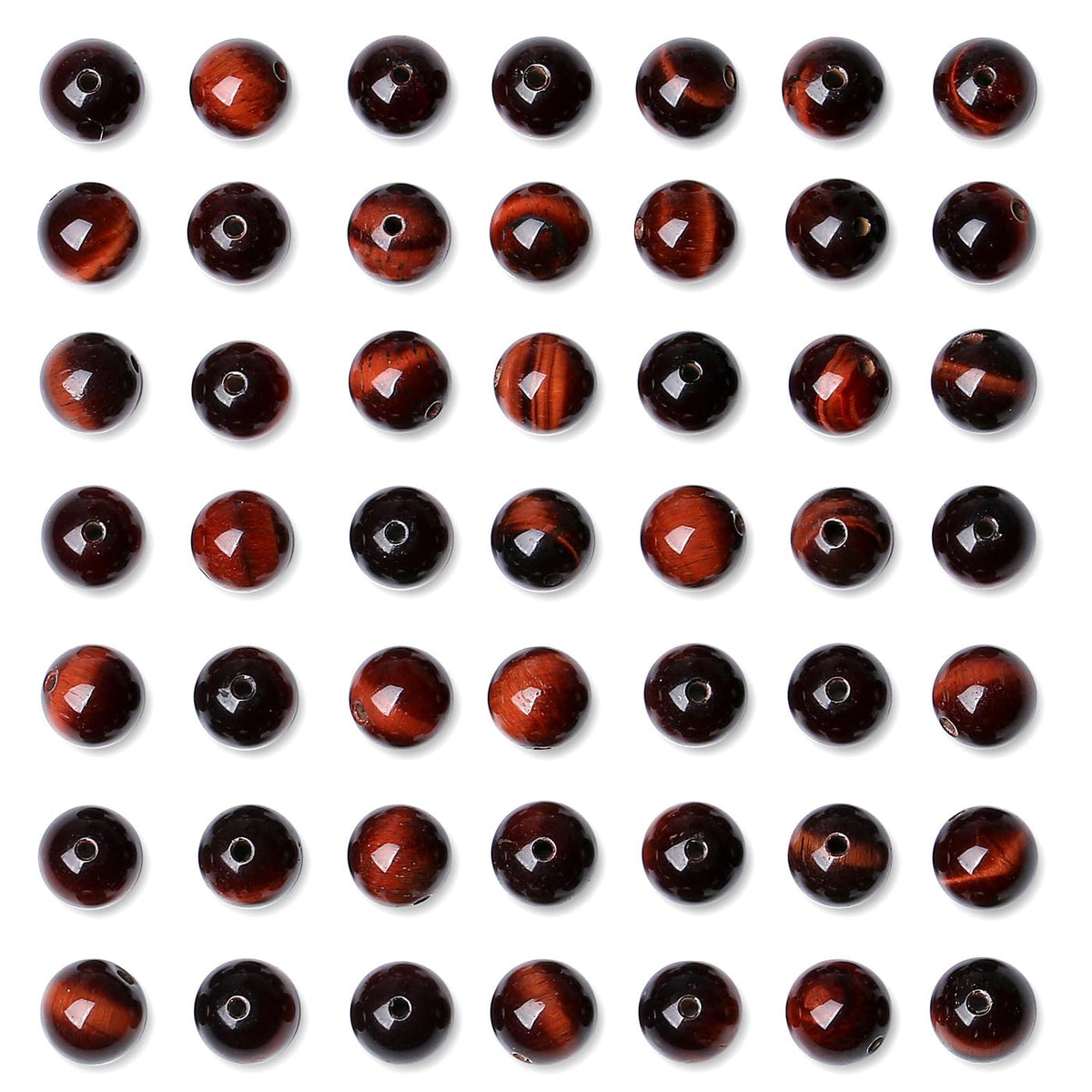 QINJIEJIE 60PCS Red Tiger Eye Beads 8mm Stone Beads Round Loose Gemstone Bead for Bracelet Beading Crystal Jewelry Making DIY Necklace Earrings 0.32"