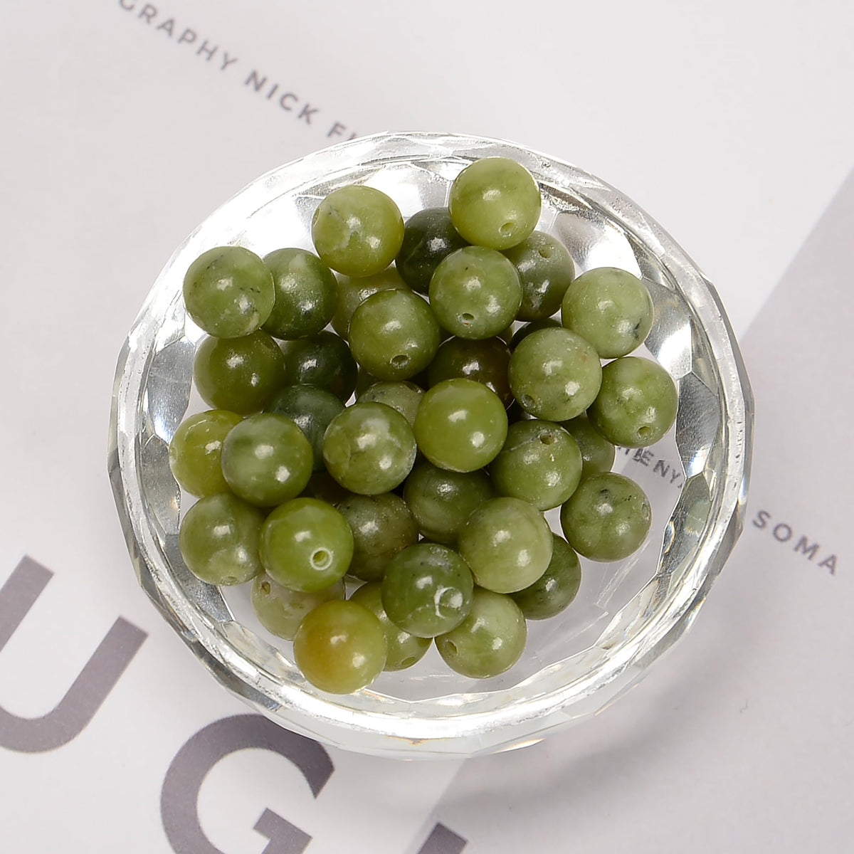 65Pcs 6mm Green Jade Natural Round Loose Real Stone Beads Gemstone Genuine for DIY Hand Made Craft Jewelry Bracelet Earring Necklace String Making Energy Healing Power