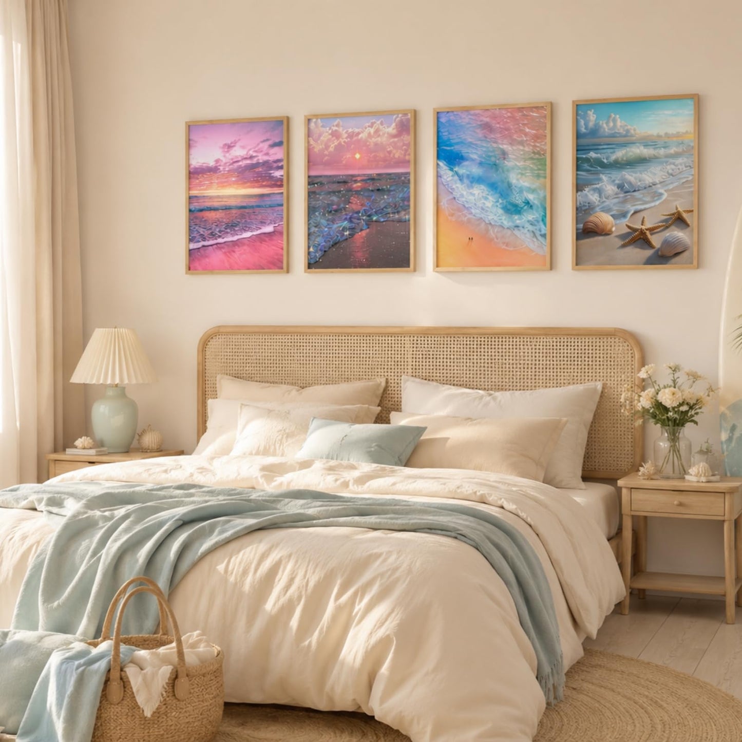 4 Pack Beach Sunset 5D diamond painting for adults Kits, Full Drill Coastal 5D diamond art kits for adults, Scenic Ocean gem art kits for adults, art dot painting Set Home Wall Decor 11.8x15.7 Inch