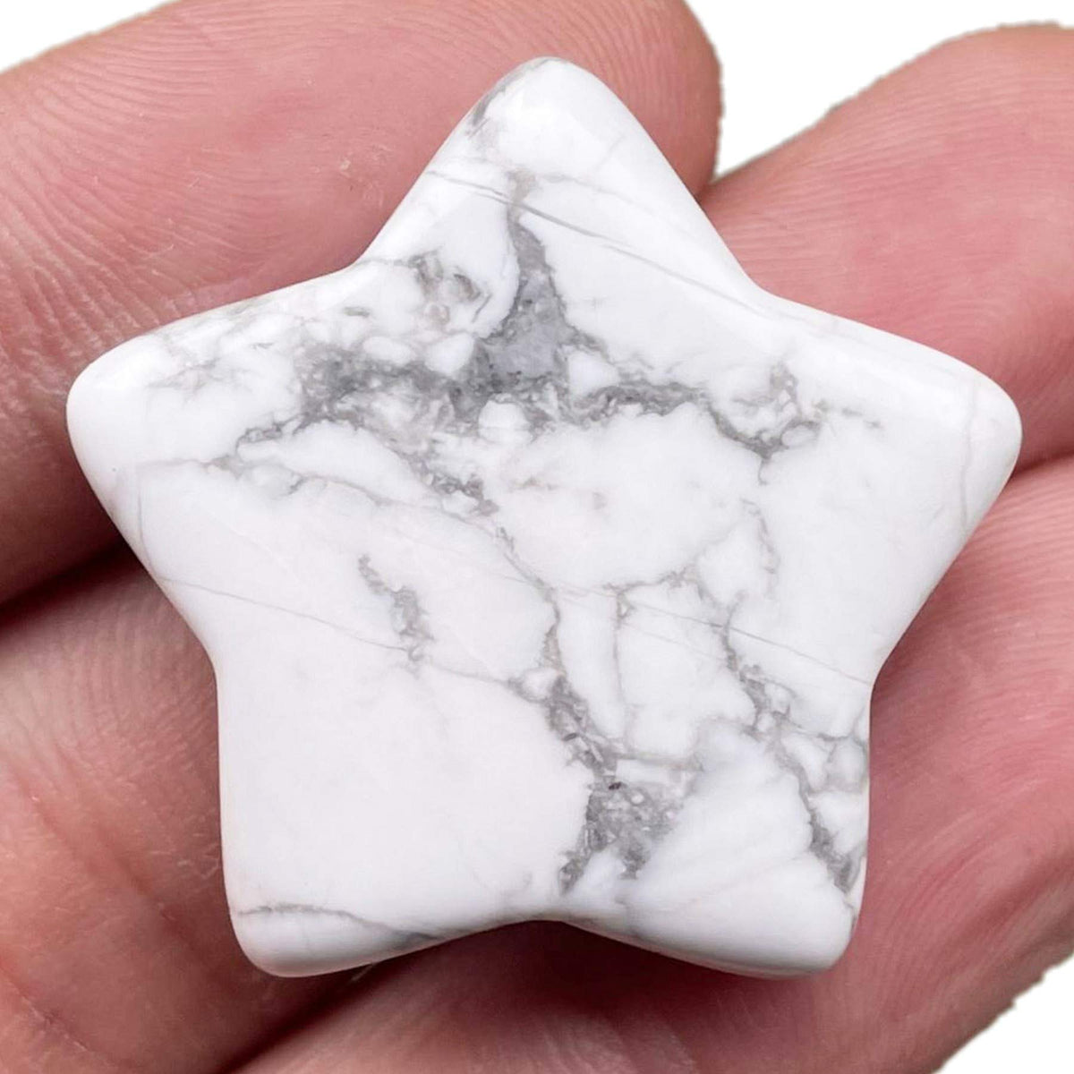 Fekuar White Howlite Turquoise Crystal Star Chakra Stones for Reiki Healing Yoga Balance Meditation Polished Mini Pocket Palm Stone 1 Inch (30mm)