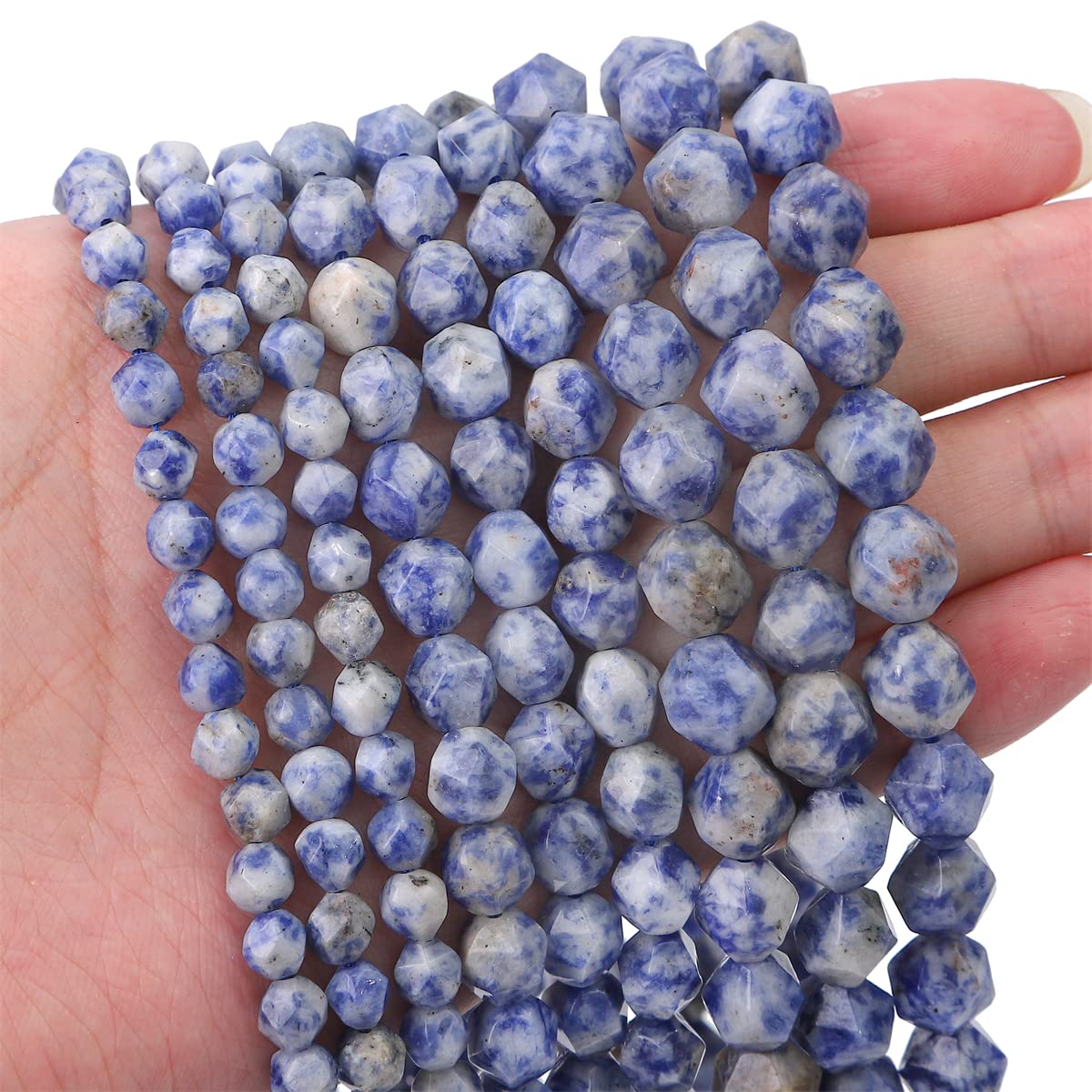BEADIA Faceted Natural Blue Sodalite Stone Round Beads 6mm 36cm/Strand for Jewelry Making