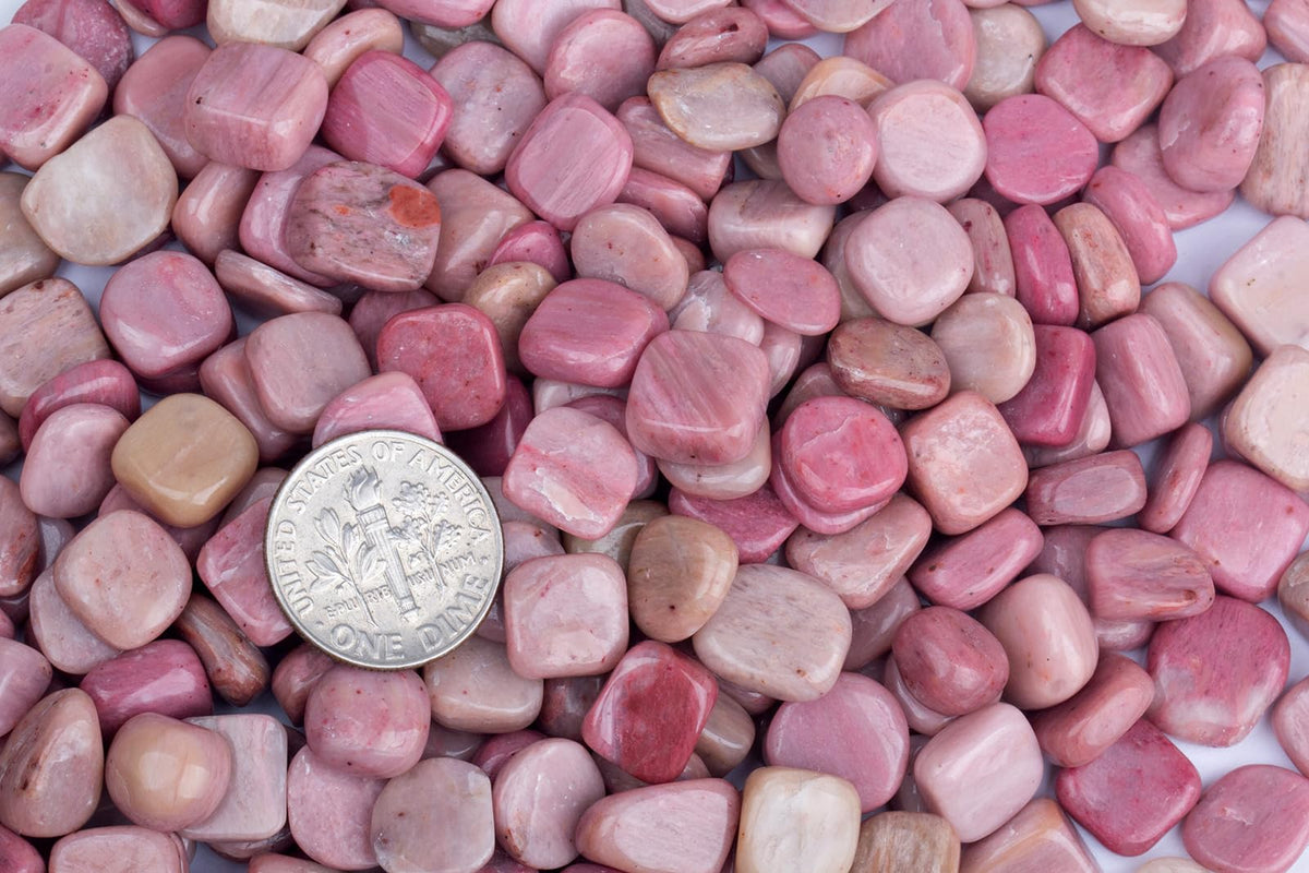 ZenQ 1 lb Rhodonite Tumbled Stone Chips Crushed Natural Crystal Quartz Pieces