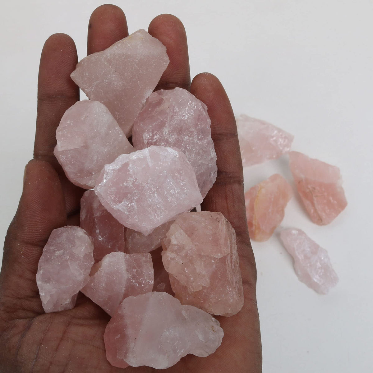 REAL-GEMS Natural Raw Rose Quartz 1lb Lot Healing Crystals Rough Stones for Tumbling, Cabbing, Polishing, Wire Wrapping, Wicca & Reiki Crystal Healing, Mix Gemstones,7 Chakra (Rose Quartz)