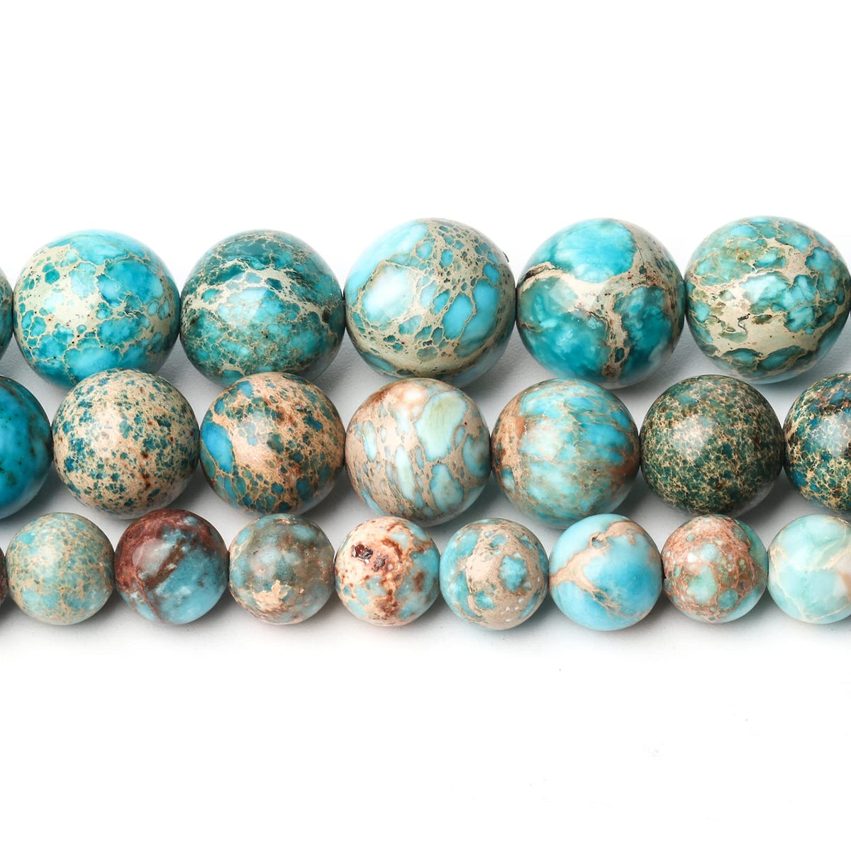 Song Xi Light Blue Sea Sediment Natural Stone Beads for Jewelry Making - 6mm Gemstone Beads