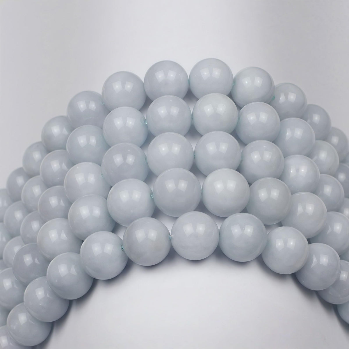 MJDCB Natural Round Aquamarine Gemstone Spacer Loose Beads Spacer Beads for DIY Jewelry Making Strand 15"