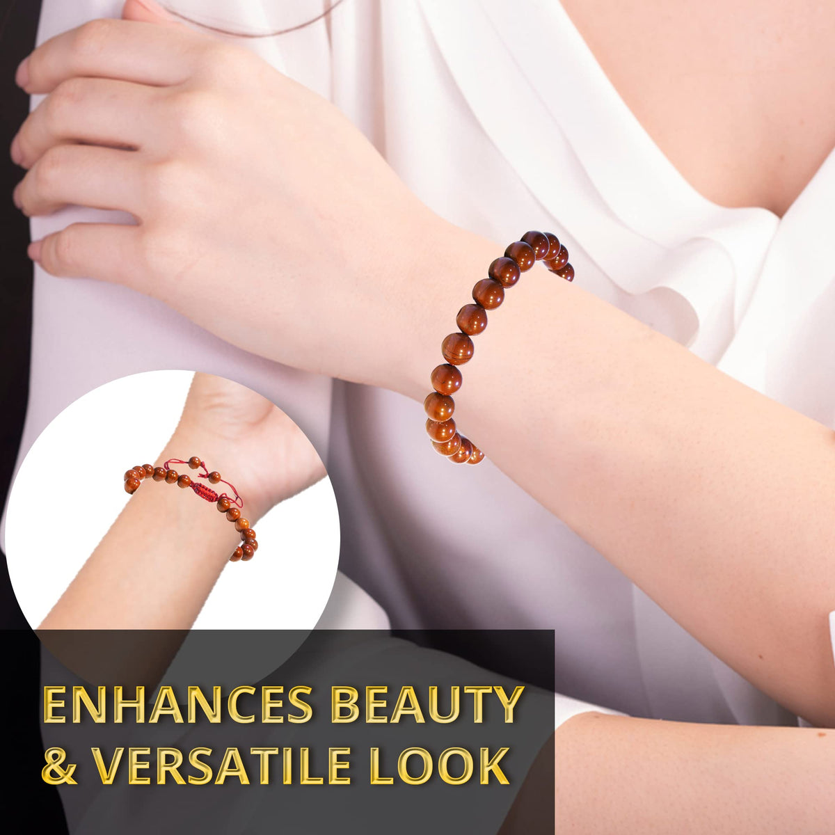 ANAYA AGATE Healing Crystal Bracelet – Chic Gemstone Bracelet for Men and Women – 8mm Round Bead Bracelets for Spiritual Healing, Protection, Positive Energy - Jasper
