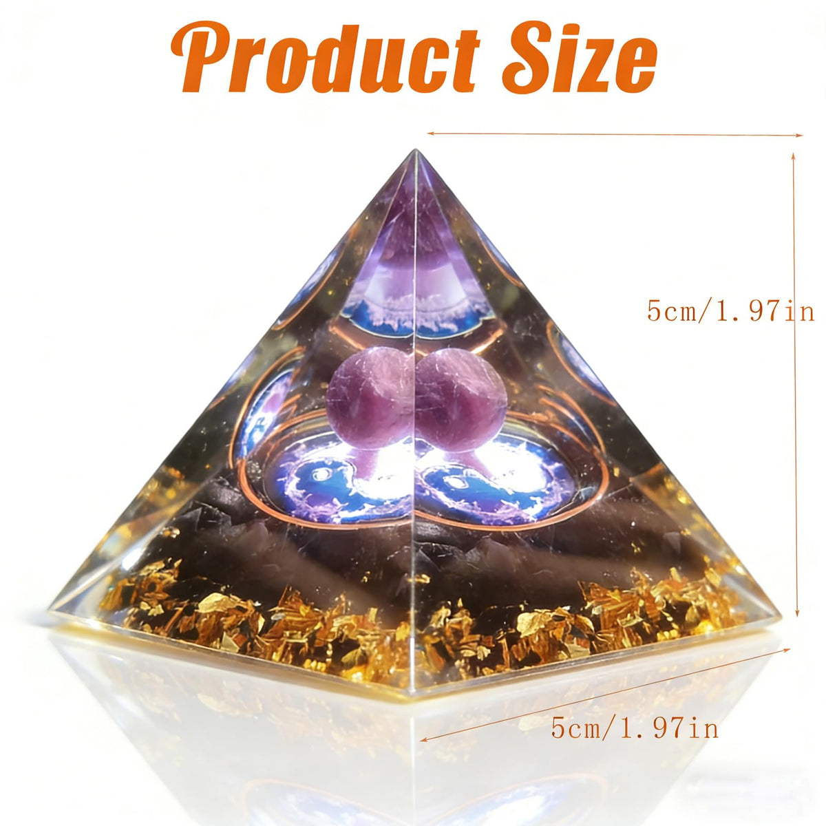 Crystal Column Orgonite Pyramid, Positive Energy Obsidian&Lapis Lazuli Orgone Crystal Healing Pyramid, for Reduce Stress, Balance Chakra, Meditation, Attract Luck, Accumulate Wealth&Health (Purple)