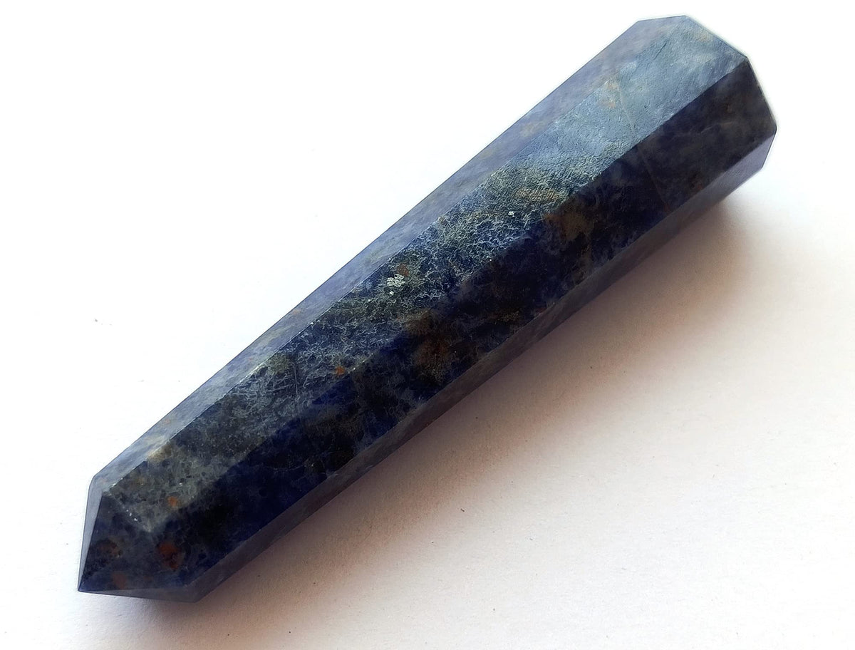 WholesaleGemShop 3 Inch Sodolite Gemstones Obelisk Tower Jumbo Facet Aura Rock Crystal Natural Polished Earth Wand Spirit