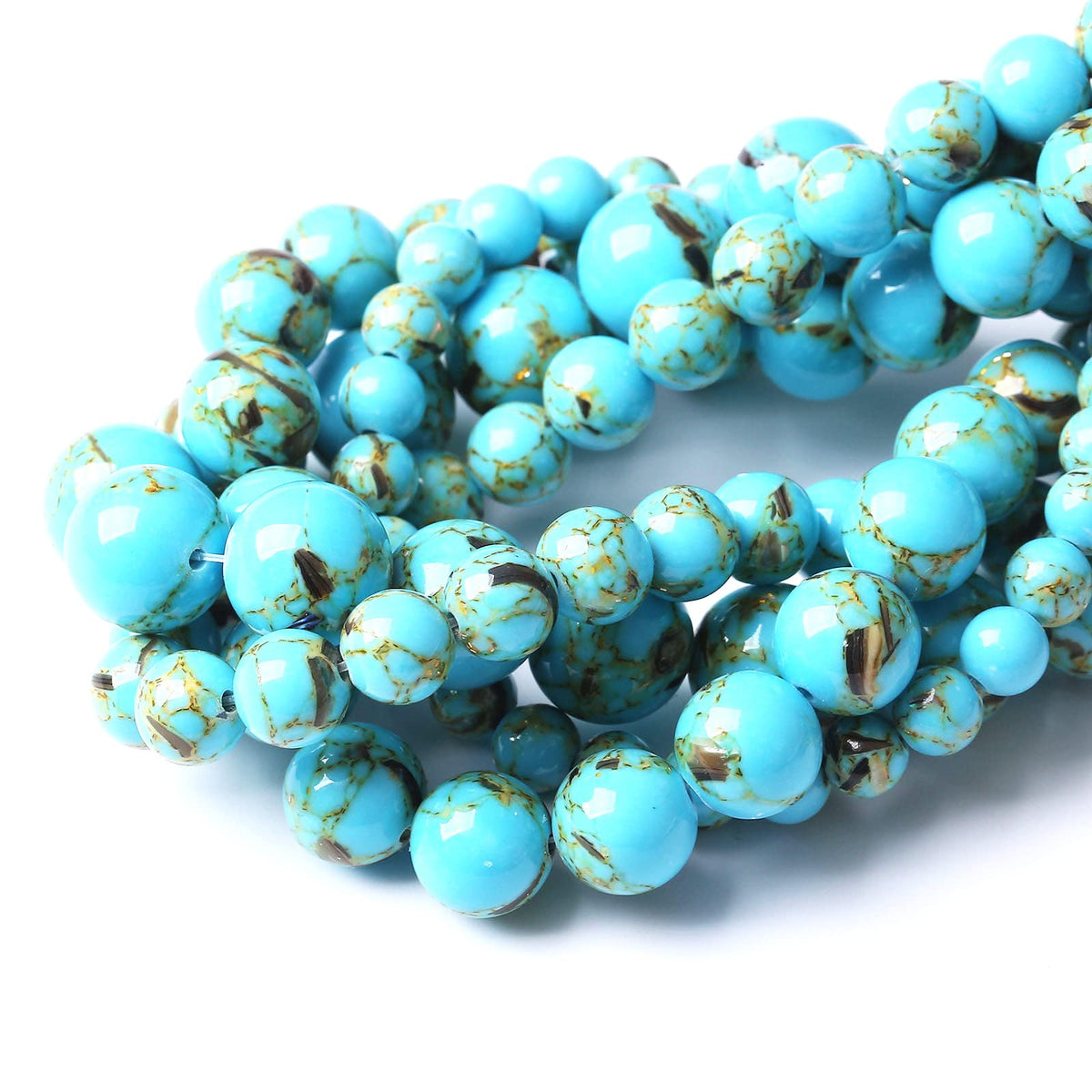 4MM 90PCS Shell Turquoise With Mother-of-Pearl Round Loose Natural Gem Beads for Jewelry Making 15"