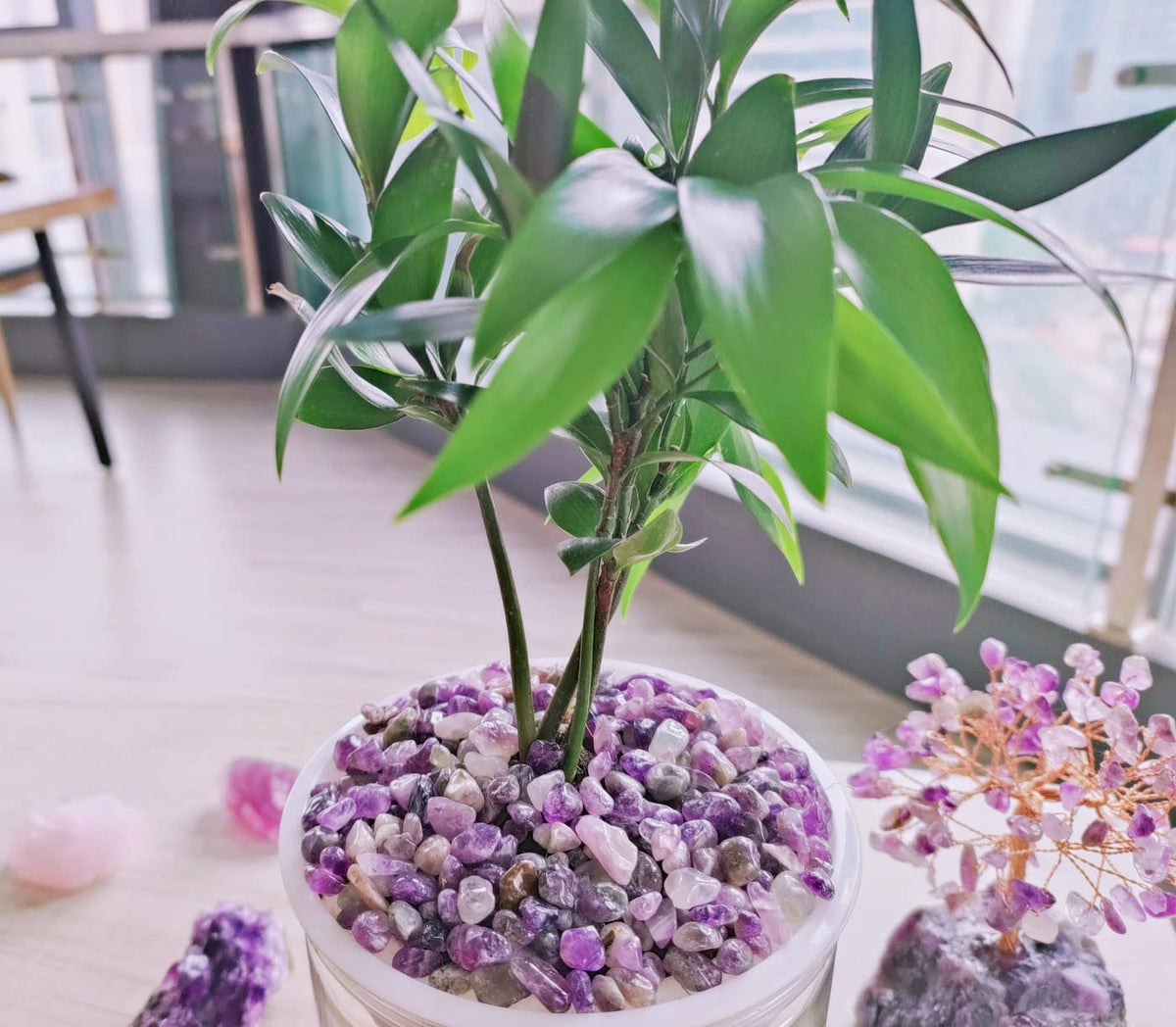 ZHIYUXI Amethyst Crystal Chips Fish Tank Gravel Vase Filler Stones Bulk Crushed Crystals Gemstone Polished Natural Quartz Stone Healing Crystals Glass Stones Fish Rocks