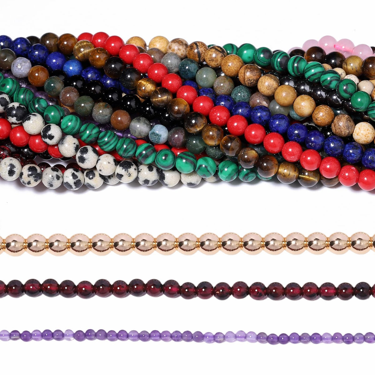 Songxi 90pcs 4mm Indian Agate Natural Round Stone Beads for Jewelry Making, Smooth Loose Small Gemstone Beads for Bracelets Necklace, Chakra Stones with Energy Power