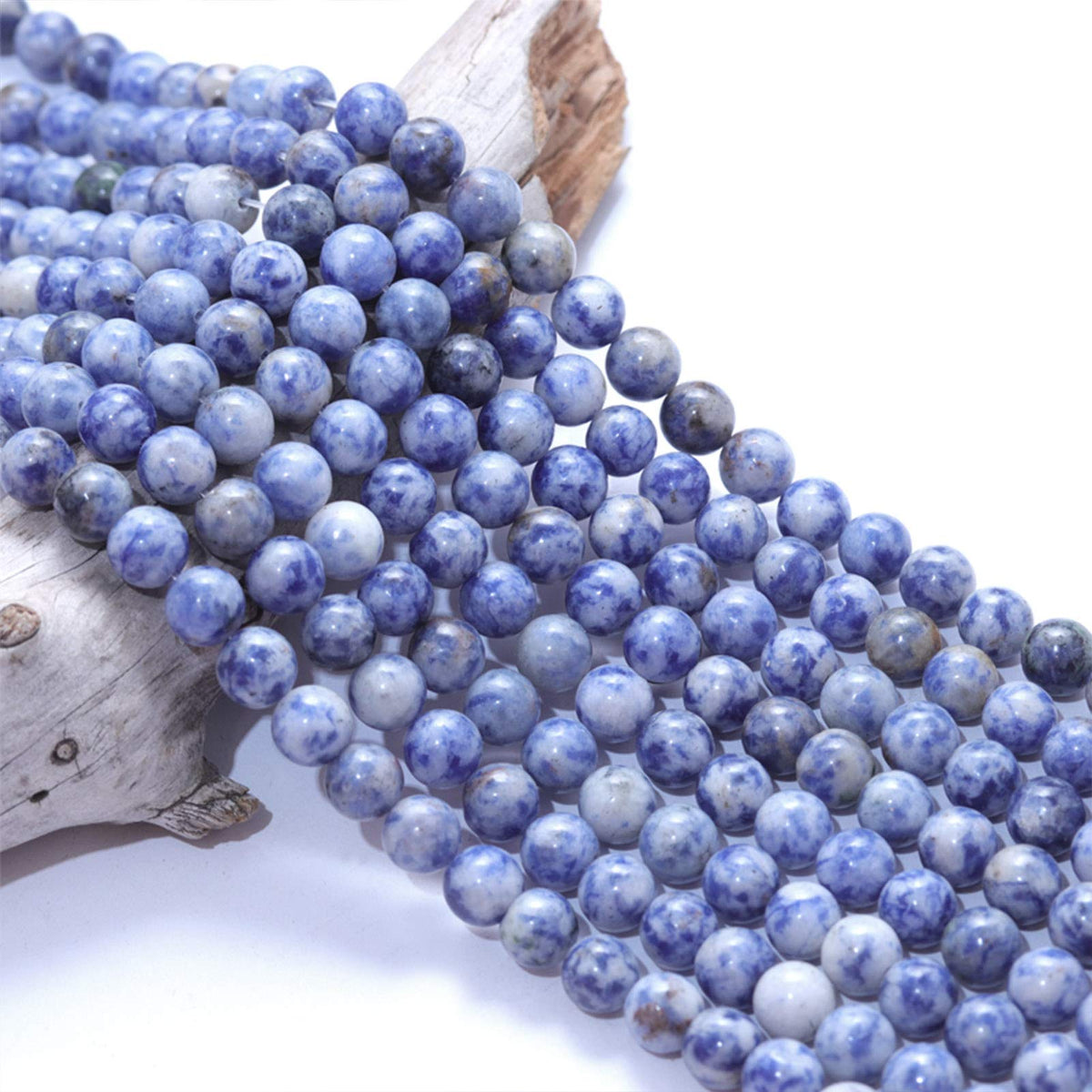 Filluck Natural Stone Beads 8mm Bule Sodalite Polished Round Smooth Gemstone Beads for Jewelry Making 15 Inch(Bule Sodalite,8mm)