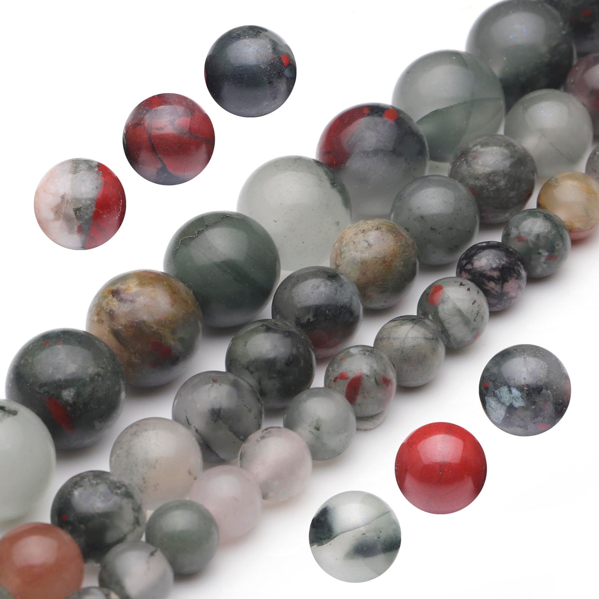 Youngbling Natural Gemstone Beads for Jewelry Making,10mm African Bloodstone Polished Round Smooth Stone Beads for Bracelet Necklace 15 Inch(African Bloodstone,10mm)