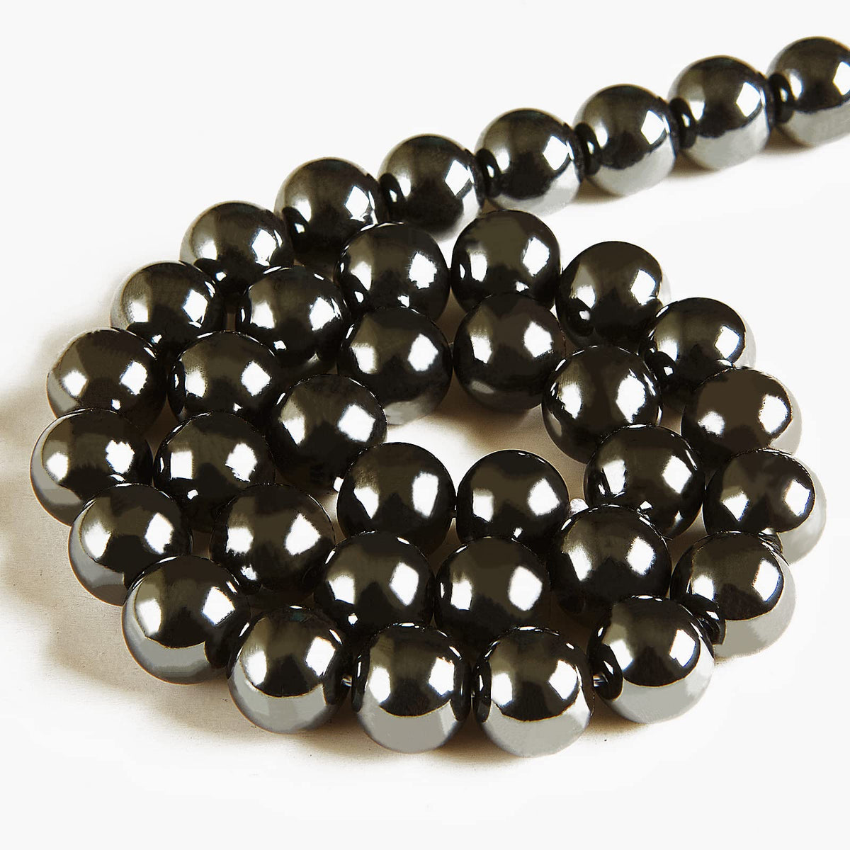 60pcs 6mm Black Hematite Beads Natural Gemstone Beads Round Loose Beads for Jewelry Making
