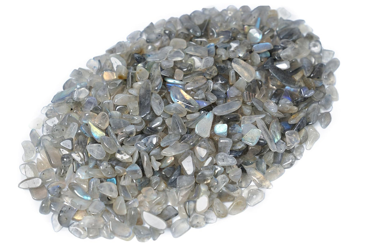 ZenQ 1 lb Gray Moonstone Tumbled Stone Chips Crushed Natural Crystal Quartz Pieces