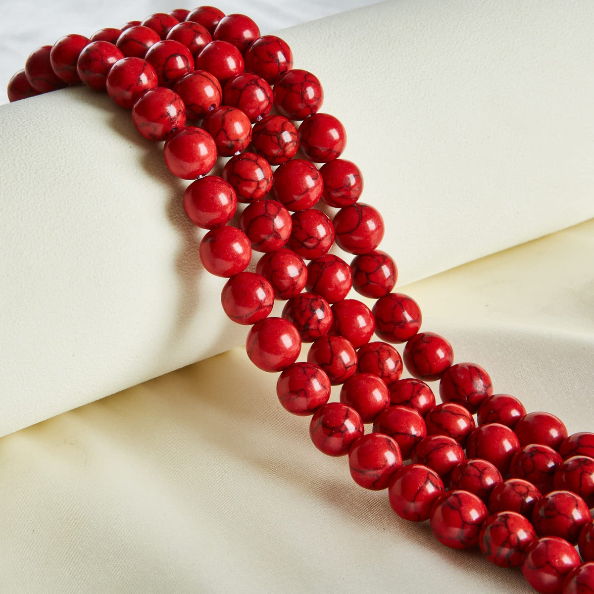 100pcs 8mm Red Turquoise Beads Natural Gemstone Beads Round Loose Beads for Jewelry Making