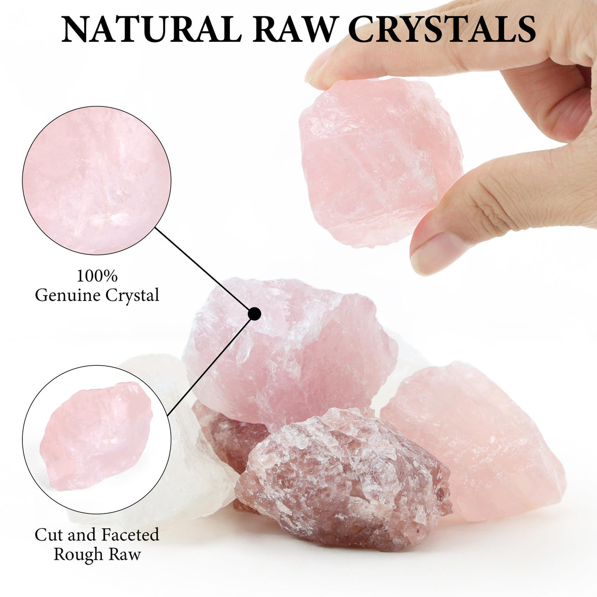 QINJIEJIE 2PCS Rose Quartz Raw Crystals 1.8-2.2'' Raw Crystals Healing Stones Bulk Large Crystal Rocks Stones for Tumbling Cabbing Fountain Rocks Polishing Handmade DIY Valentine's Day Gifts