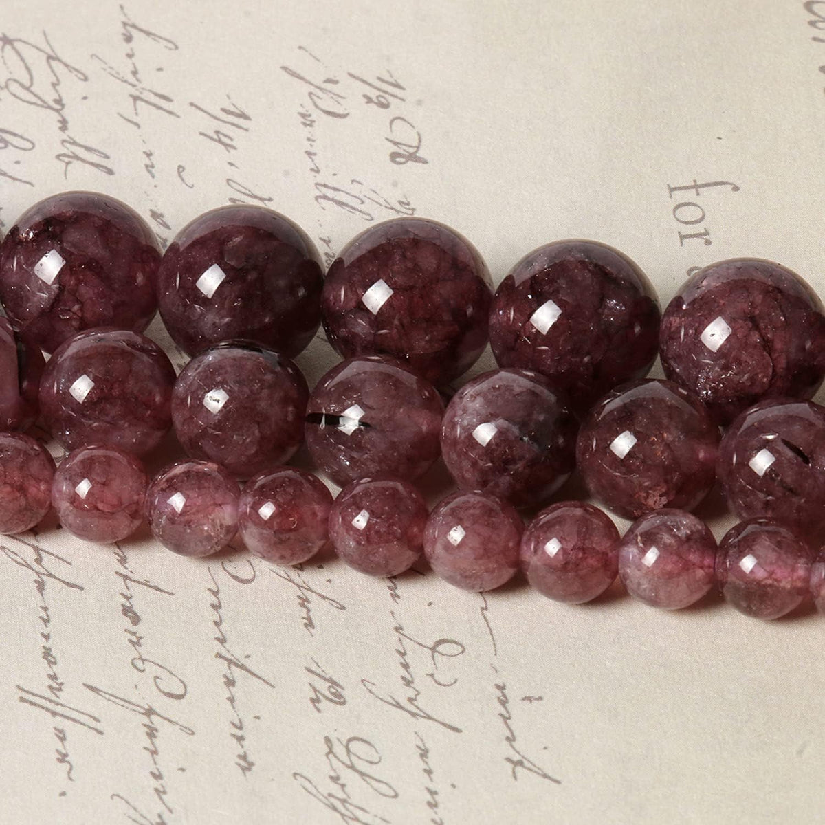 About 45pcs 8mm Natural Stone Beads Lepidolite Beads Crystal Gemstone for Jewelry Making, DIY Bracelet Necklace