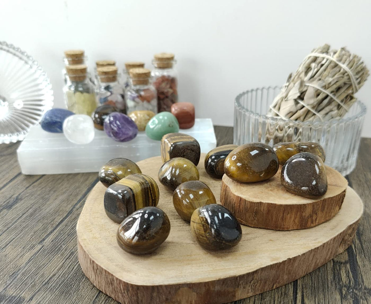 MAIBAOTA Tiger Eye Stones Natural Polished Tumbled Crystals Stones Rocks Energy Balance Crystal Gemstones Vase Filler Decorative Crystals