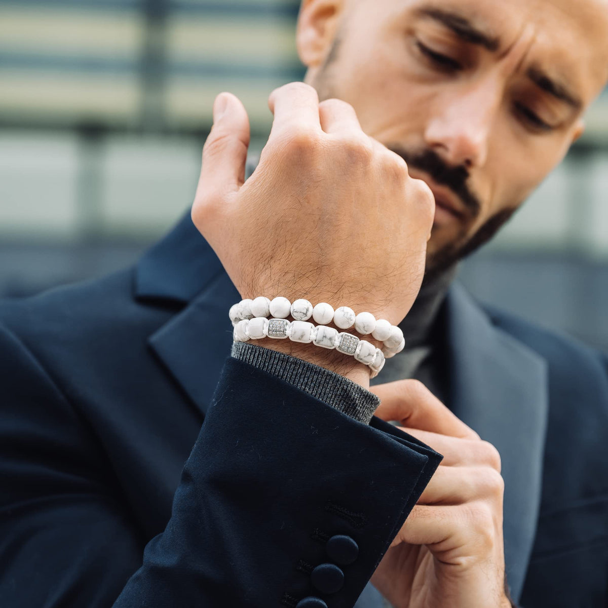 GT collection Flat Bead Bracelet, Gemstone Adjustable Bracelets for Men - Beaded Energy Bracelet for Relaxation and Peace, Handcrafted Men's Jewelry Gifts for Men