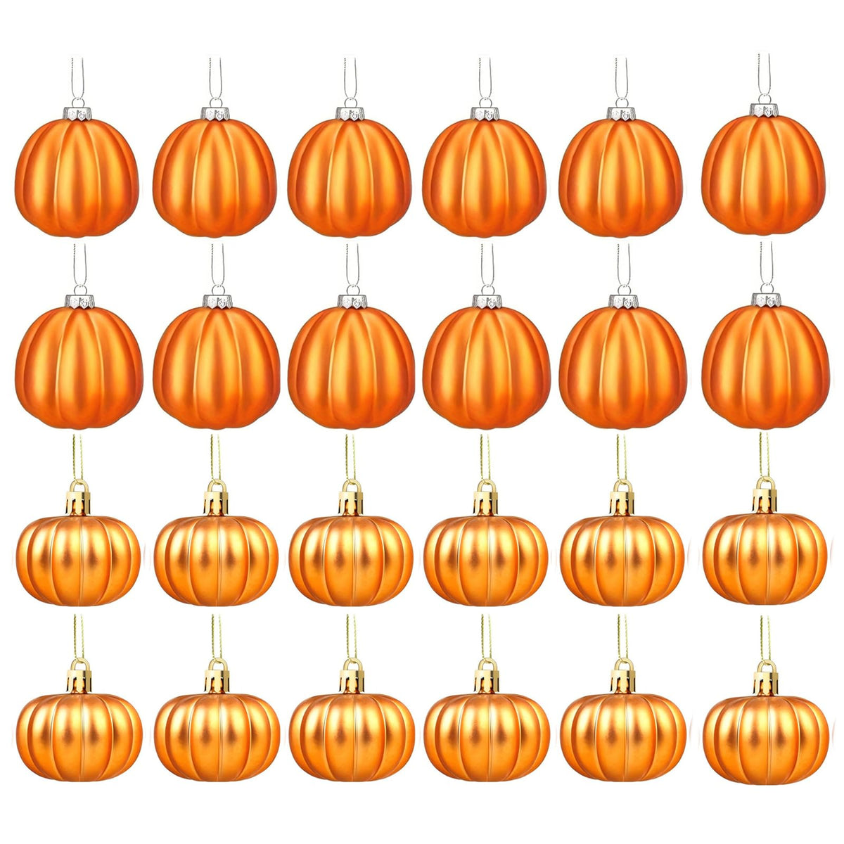 Pinenjoy 24Pcs Orange Pumpkin Hanging Ornament 2 Inch Mini Pumpkin Ball Fall Harvest Decoration for DIY Crafts Thanksgiving Halloween Christmas Tree Autumn Party Table Home Decor