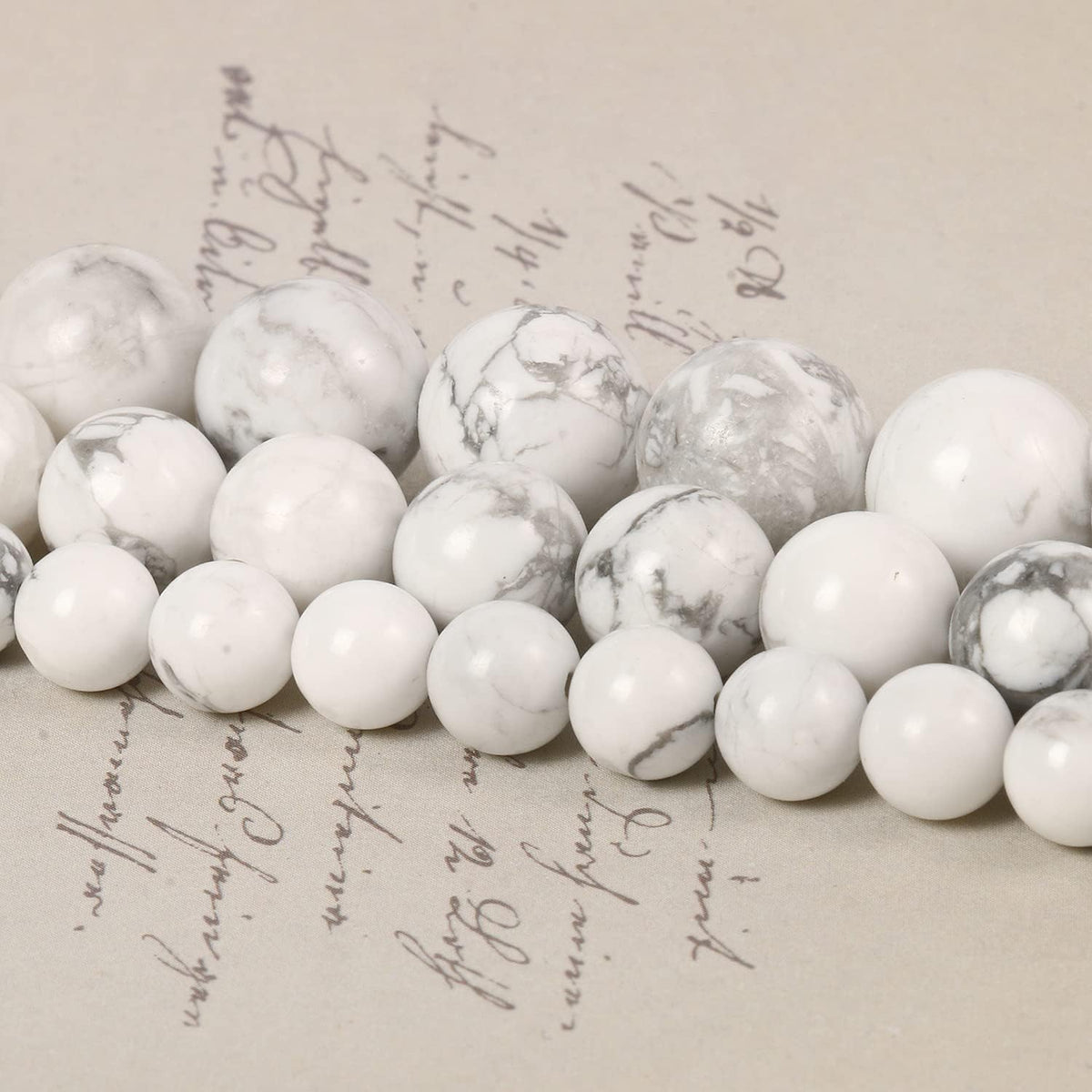 About 60pcs 6mm Natural Stone Beads White Howlite Beads Crystal Gemstone for Jewelry Making, DIY Bracelet Necklace