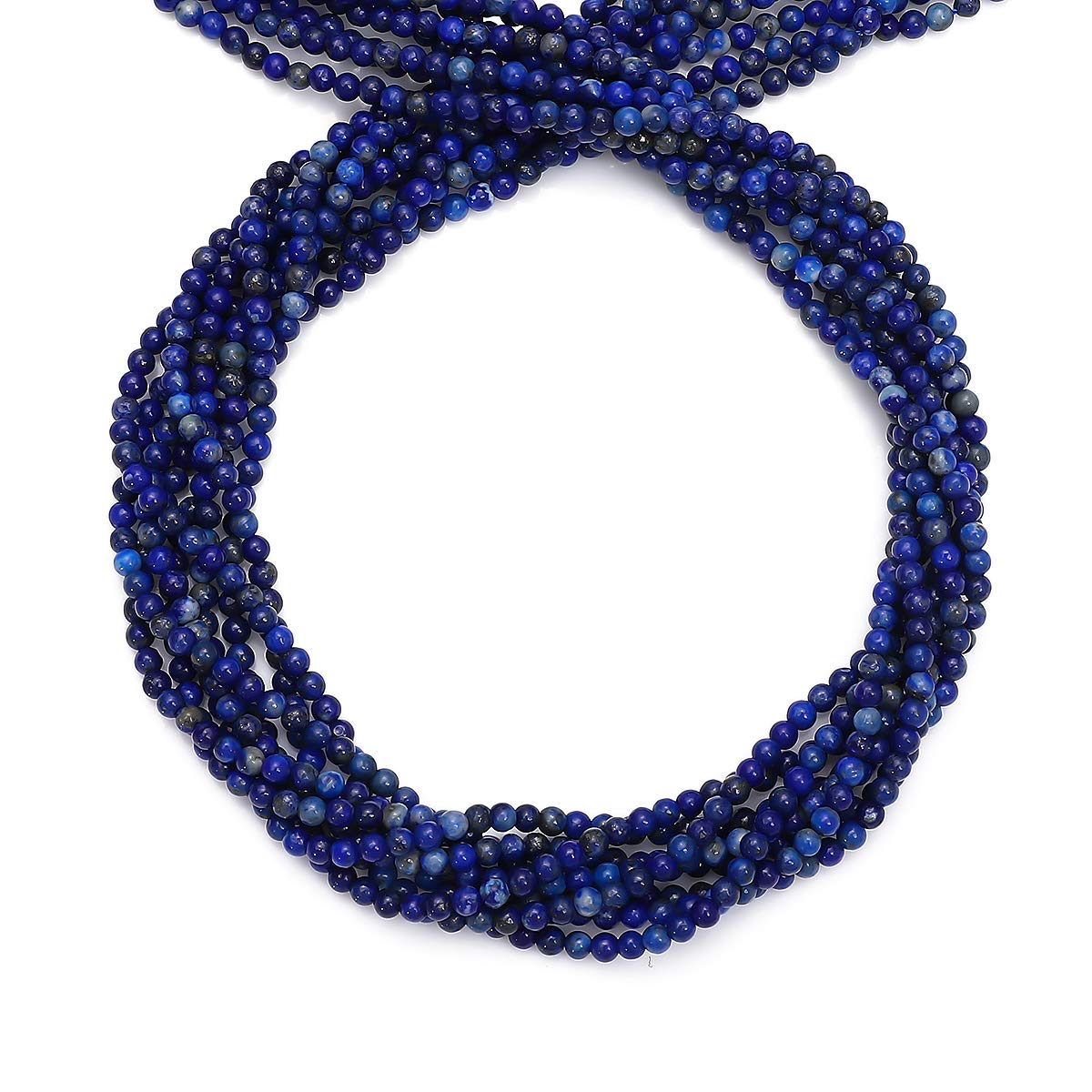 BEADIA Natural Lapis Lazuli Stone Round Loose Semi Gemstone Beads for Jewelry Making 3-3.5mm 38cm/Strand