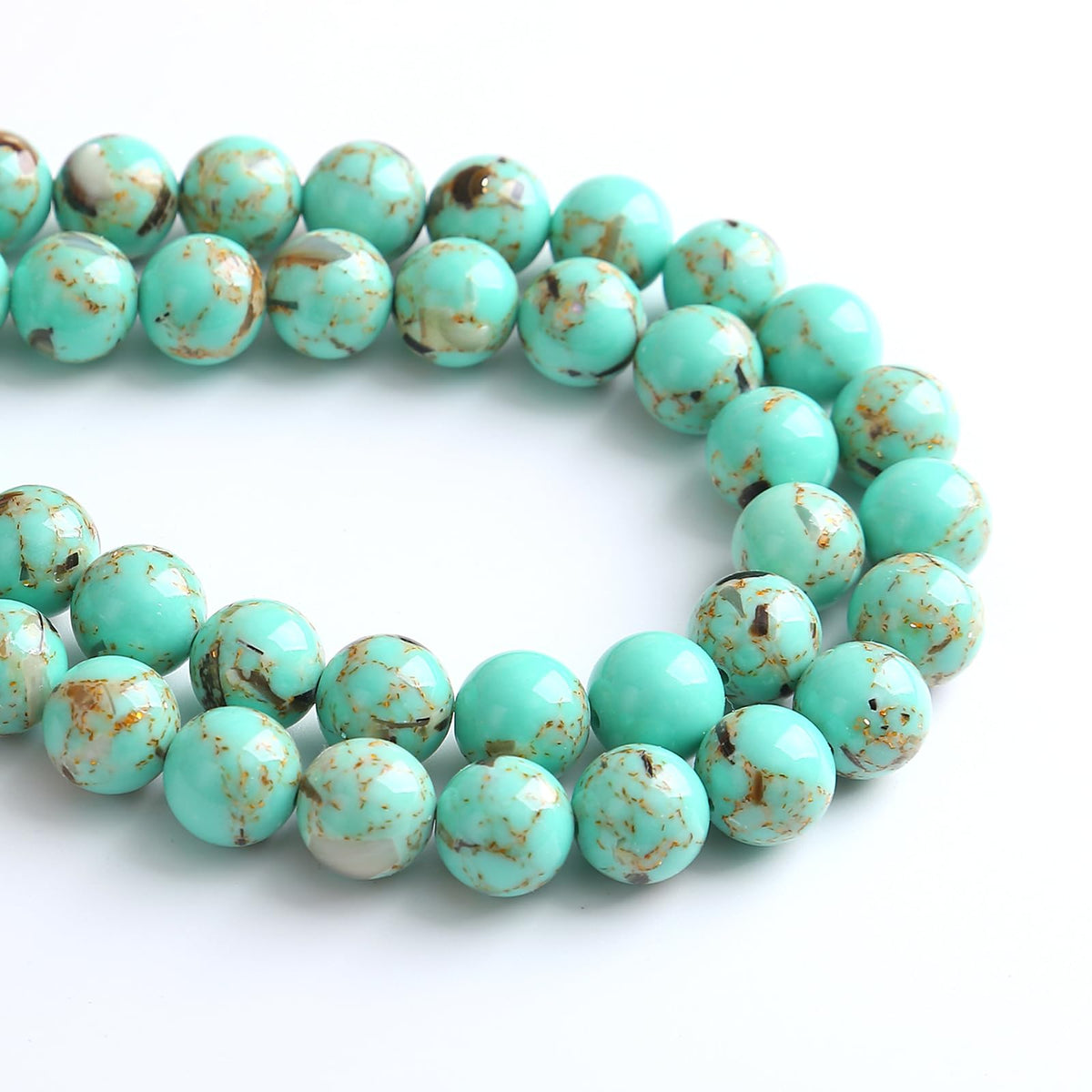 4MM 86PCS Peacock Blue Shell Turquoise Spacer Loose Beads for Jewelry Making DIY Bracelet Necklace