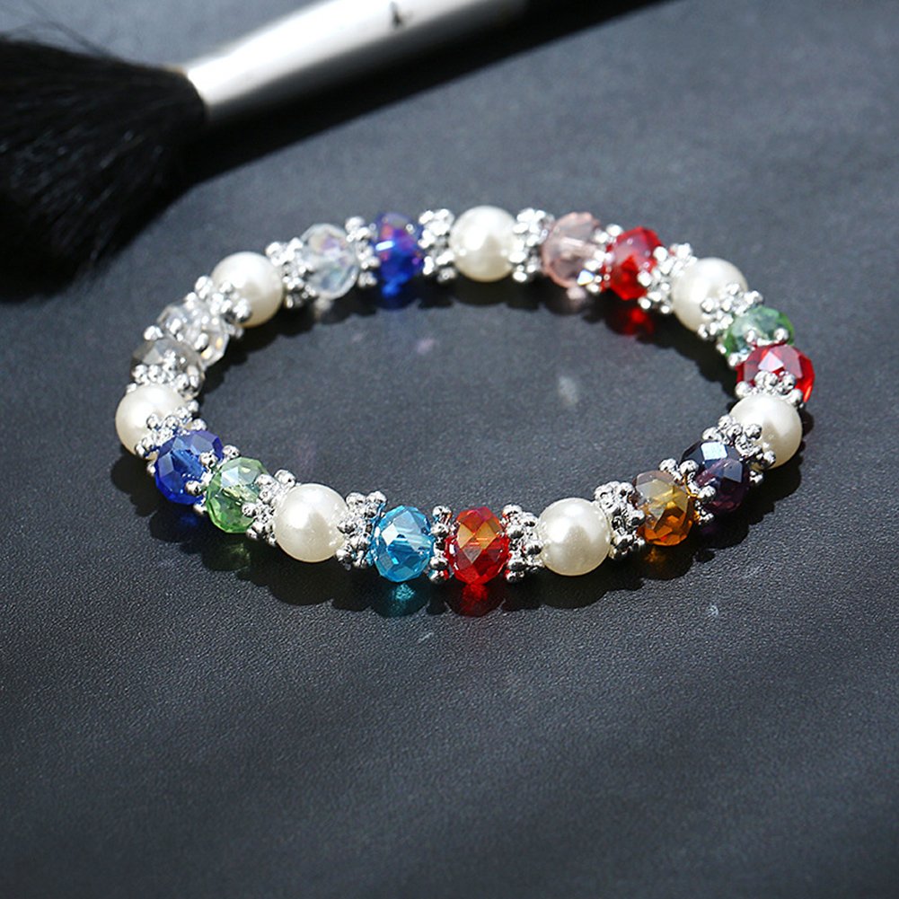 Pearl Bracelets for Women,Freshwater Pearls Crystal Bracelet Boho Bracelets Bead Bracelet Gifts (Black)